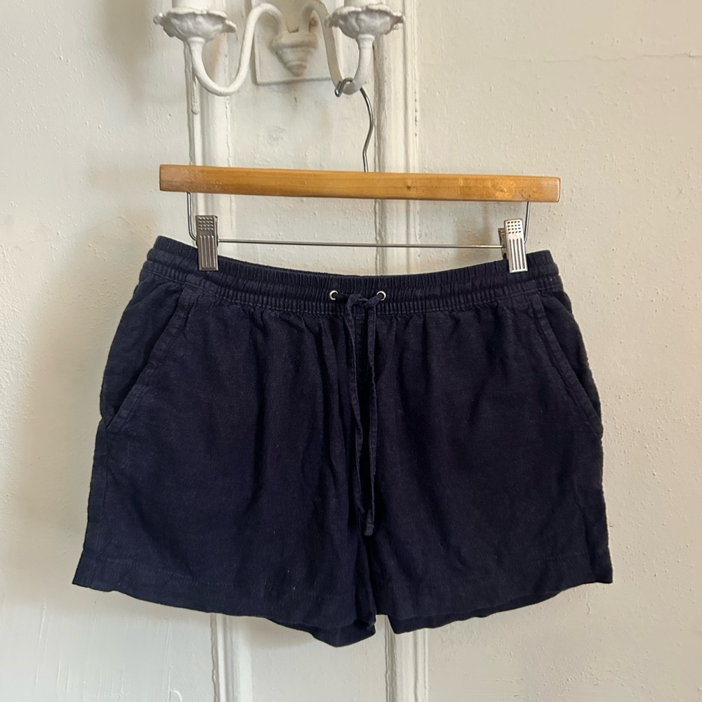 H&M Navy Linen Drawstring Shorts Small